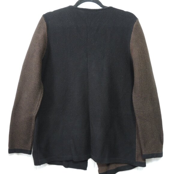 Angel Asymmetrical Cardigan Sweater Black & Brown Cotton Blend Size Medium - Picture 3 of 7